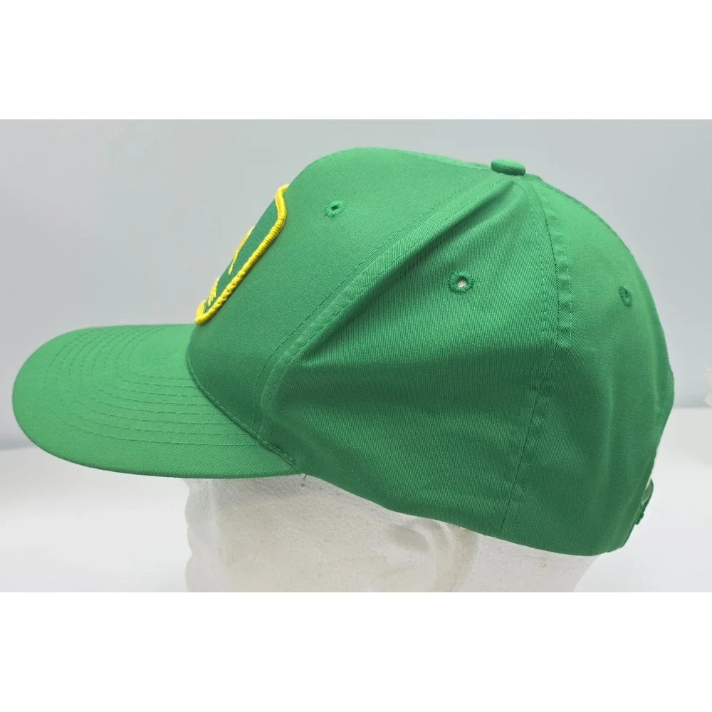 Vintage John Deere Nissin Trucker Hat Green Mesh Yellow Logo Patch Snapback Cap